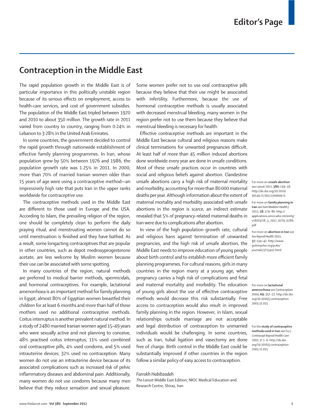 Contraception in the Middle East
