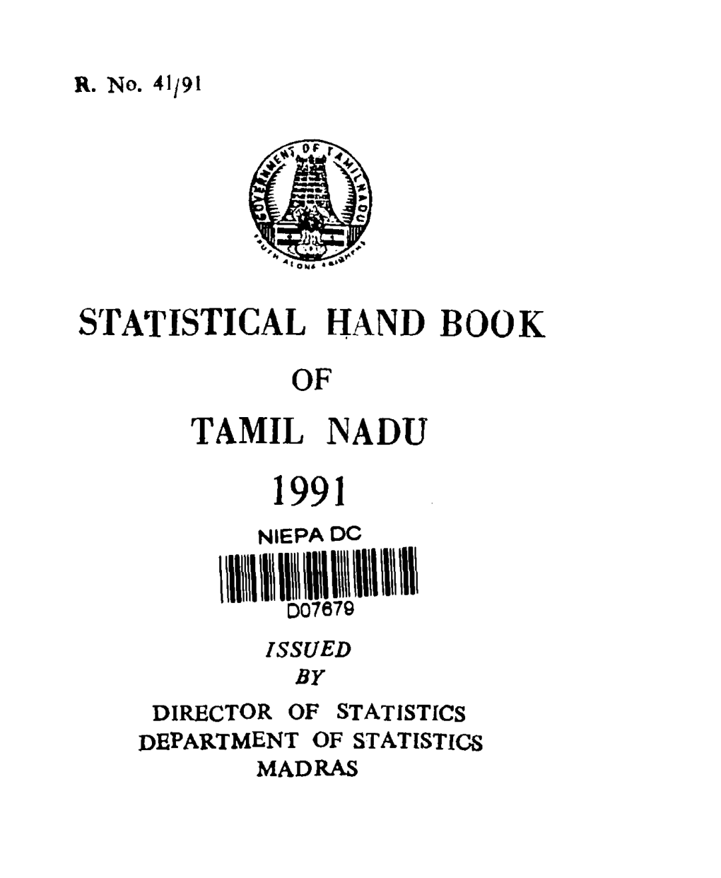 Statistical Hand Book Tamil Nadu