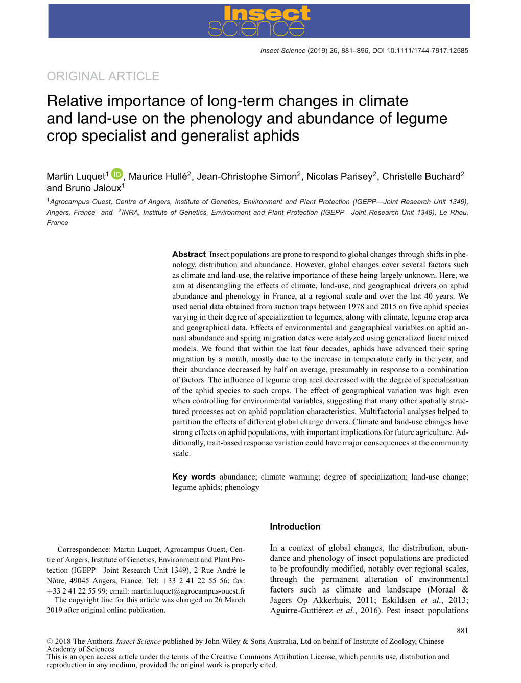 Term Changes in Climate and Land&#X02010;Use on the Phenology and Abundance of Legum