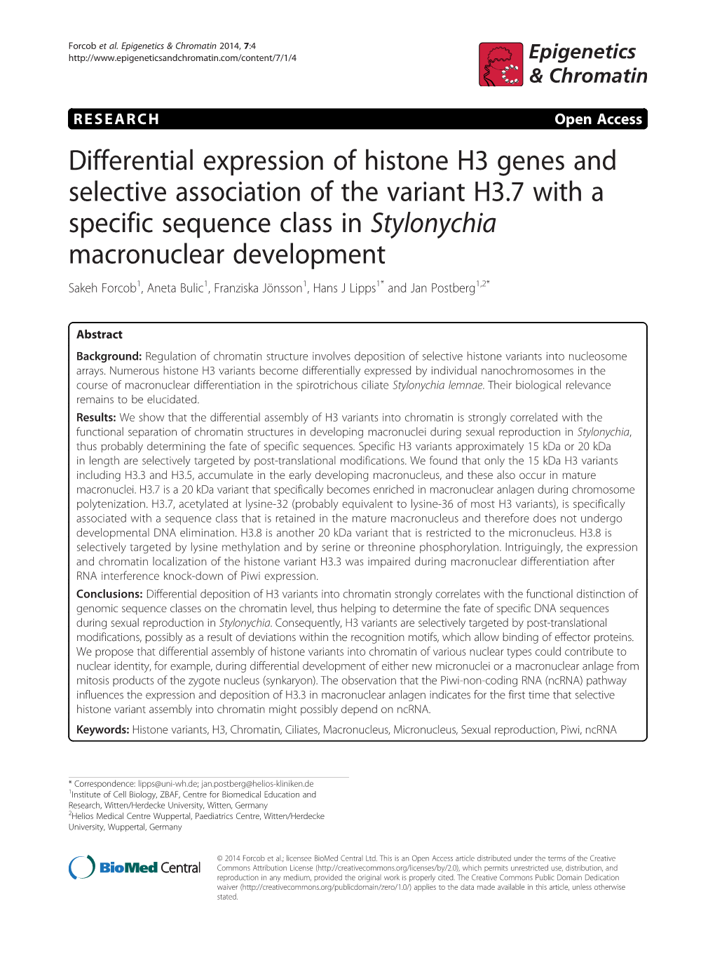 Differential Expression of Histone H3 Genes