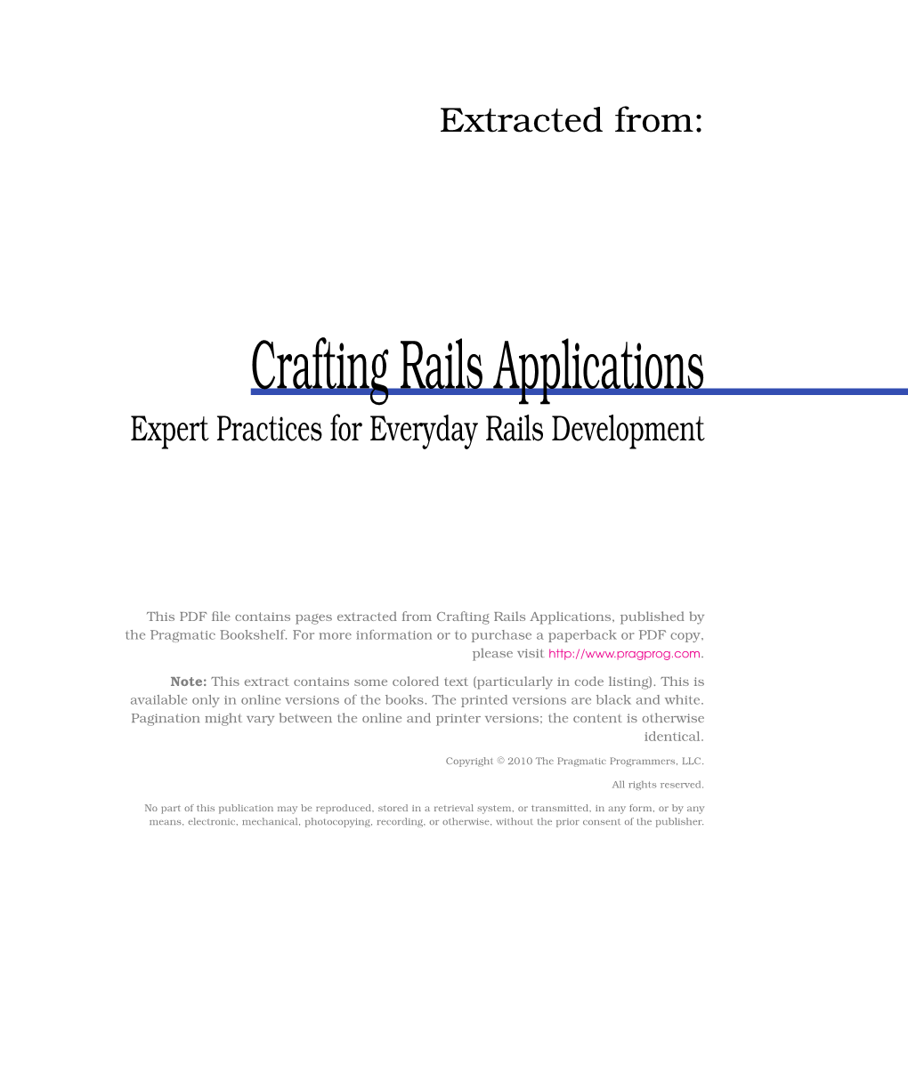 Crafting Rails Applications Expert Practices for Everyday Rails Development