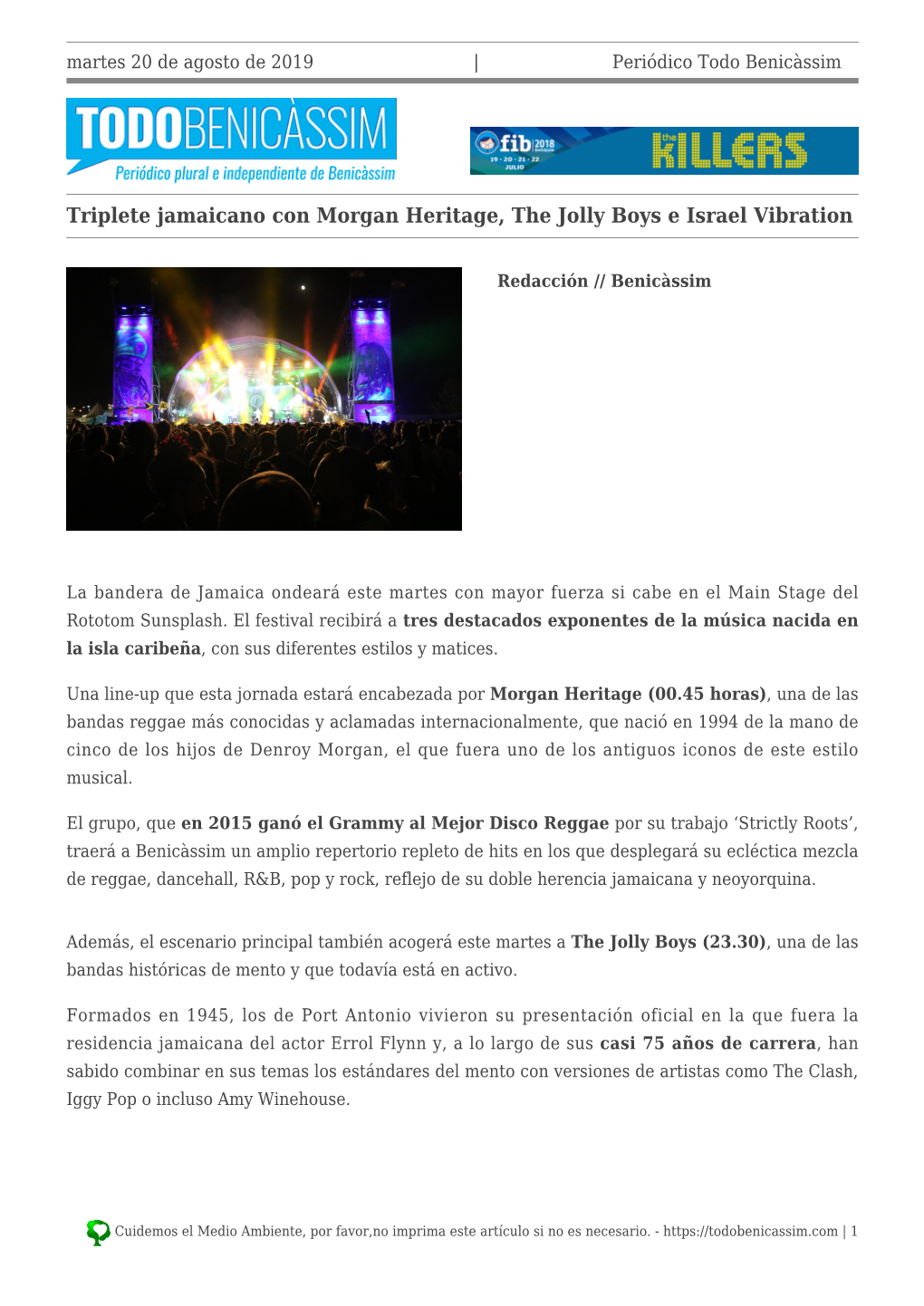 Triplete Jamaicano Con Morgan Heritage, the Jolly Boys E Israel Vibration