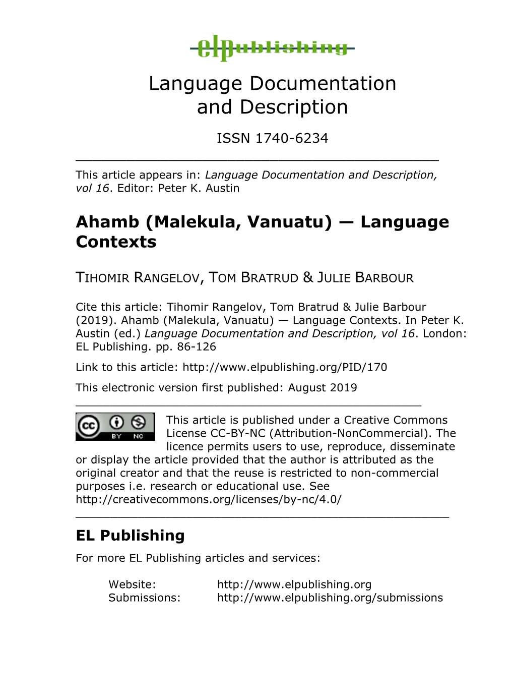 Malekula, Vanuatu) — Language Contexts