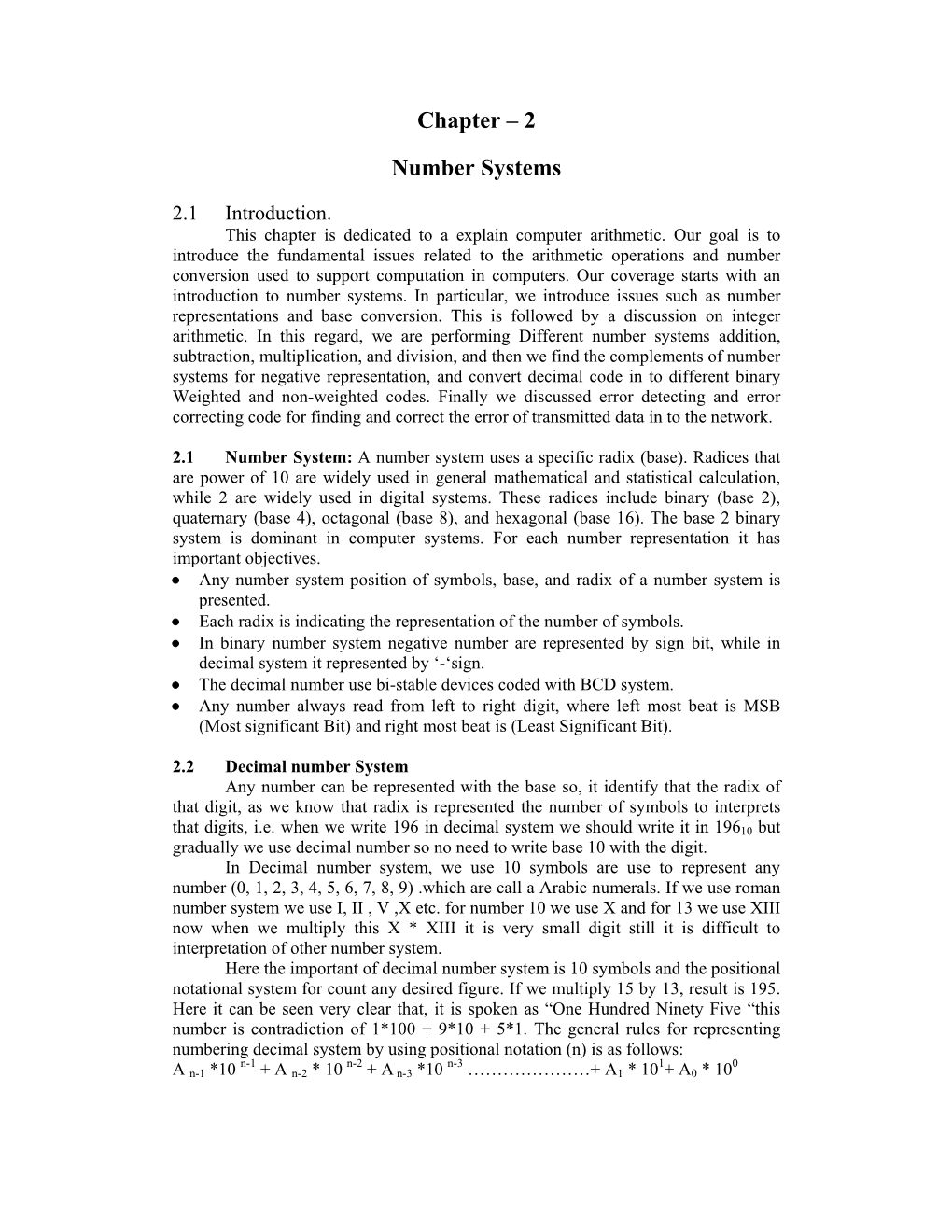 Chapter – 2 Number Systems