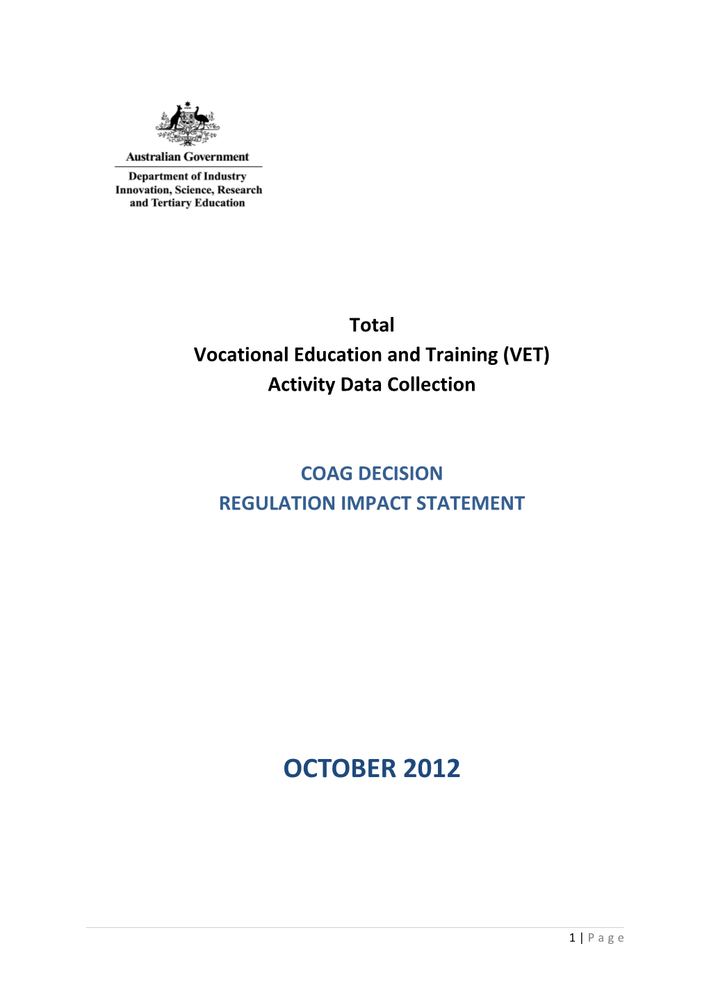 Total Vocational Education and Training (VET) Activity Data Collection