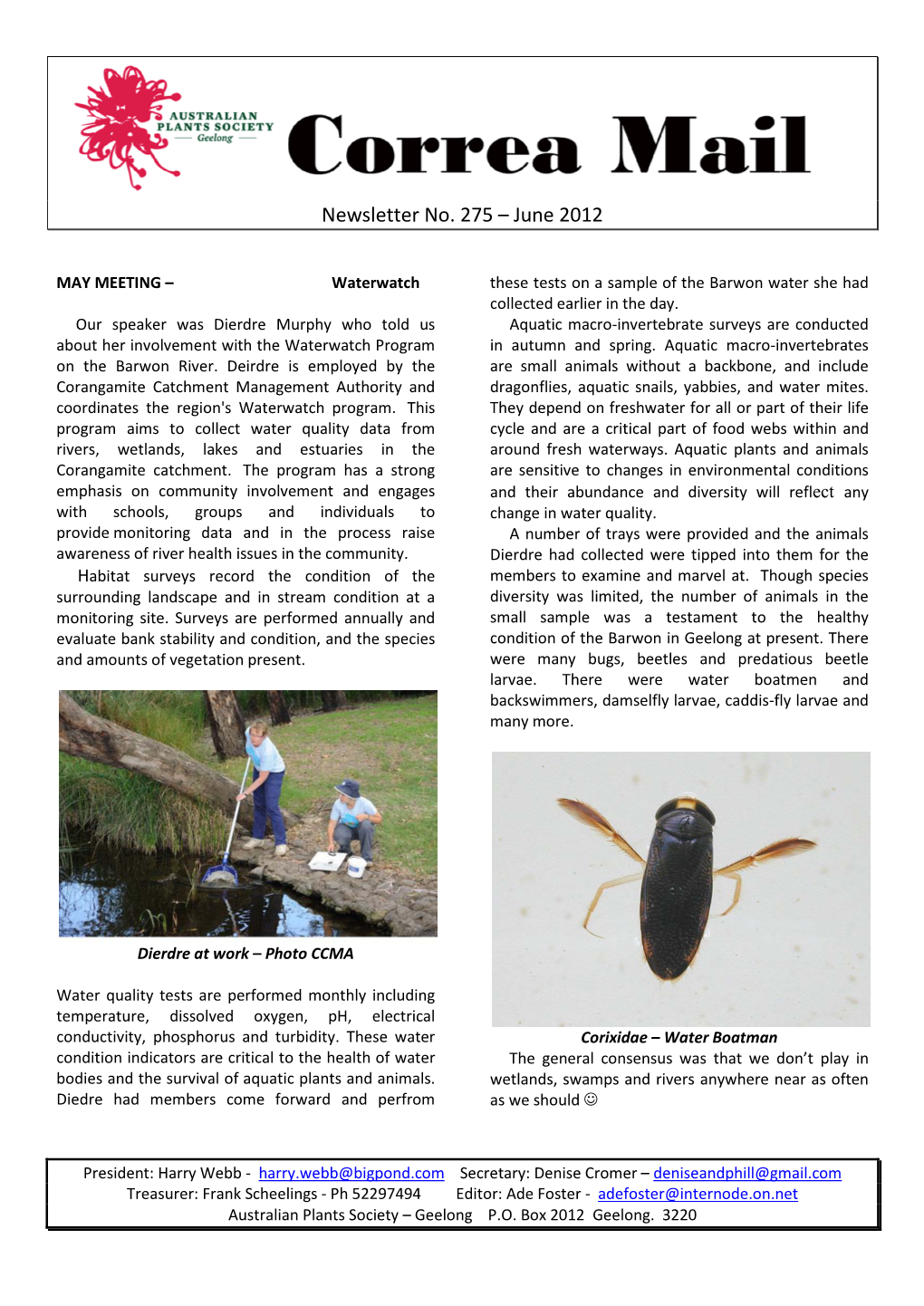 Newsletter No. 275 – June 2012