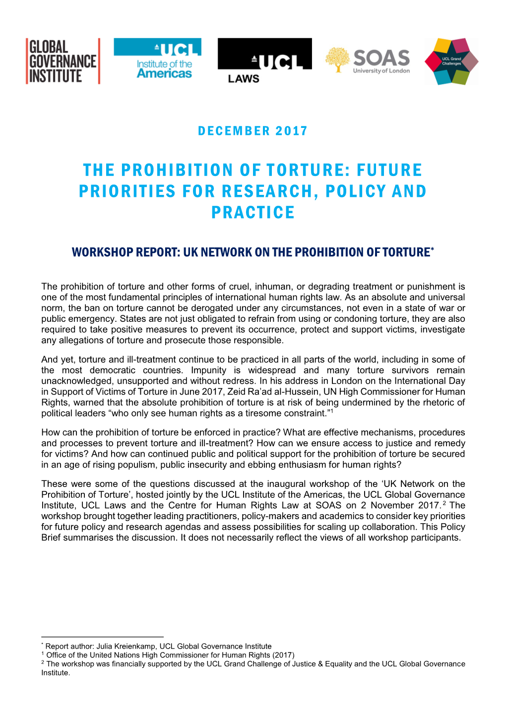 The Prohibition of Torture: Future Priorities for Research, Policy and Practice