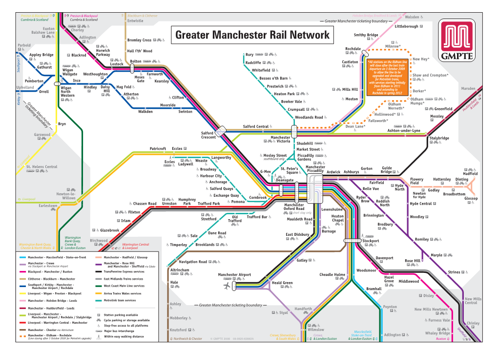 Greater Manchester Rail Network Bromley Cross Parbold Milnrow* Rochdale