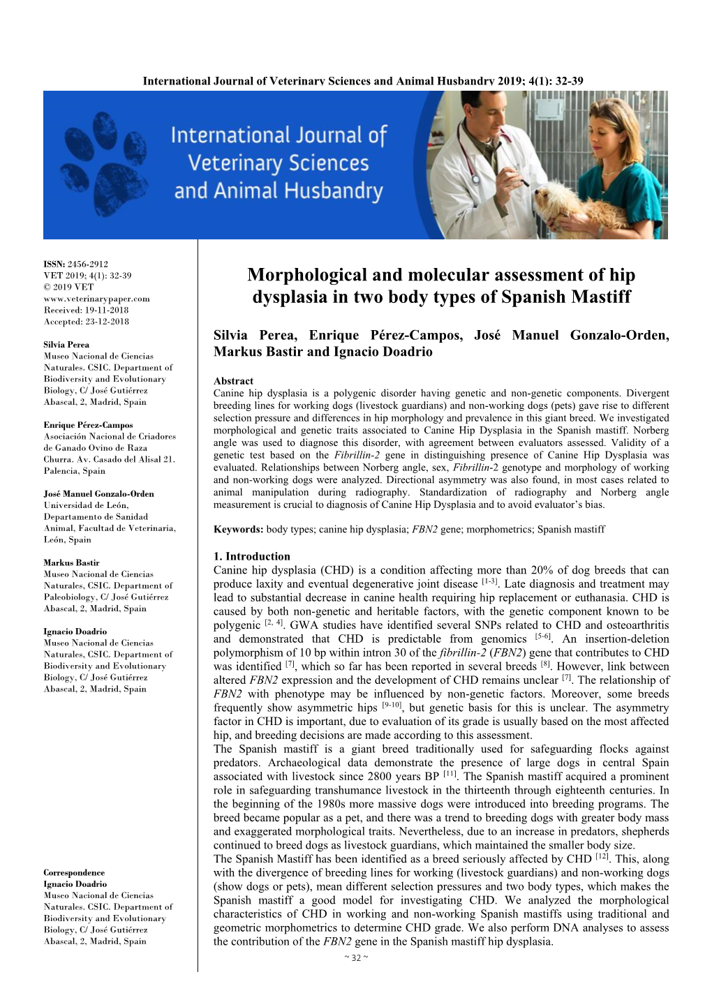 Morphological and Molecular Assessment of Hip Dysplasia in Two