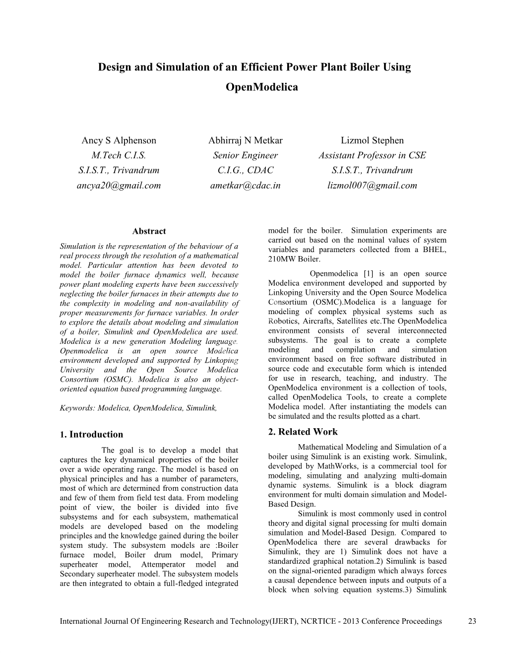 Design and Simulation of an Efficient Power Plant Boiler Using Openmodelica