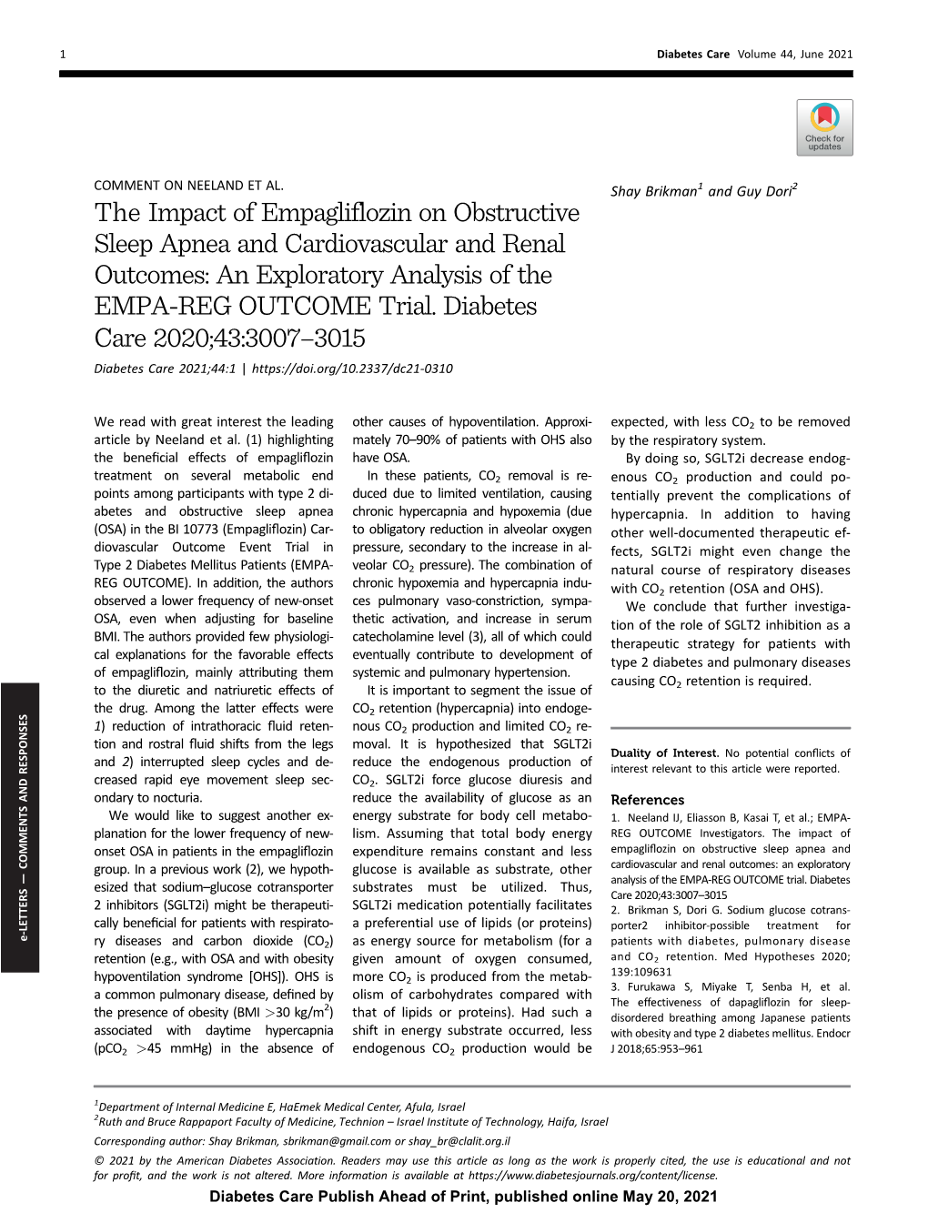 The Impact of Empagliflozin on Obstructive Sleep Apnea and Cardiovascular and Renal Outcomes: an Exploratory Analysis of Eth EMPA-REG OUTCOME Trial