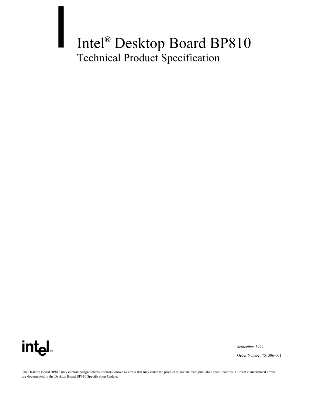 Intel® Desktop Board BP810 Technical Product Specification