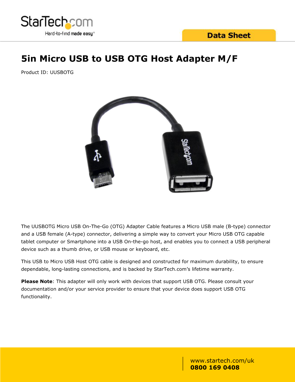 5In Micro USB to USB OTG Host Adapter M/F