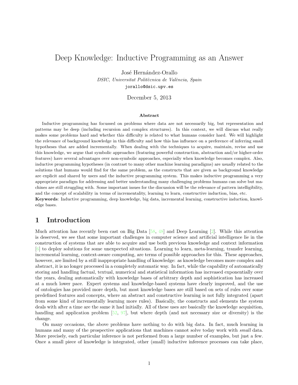 Deep Knowledge: Inductive Programming As an Answer