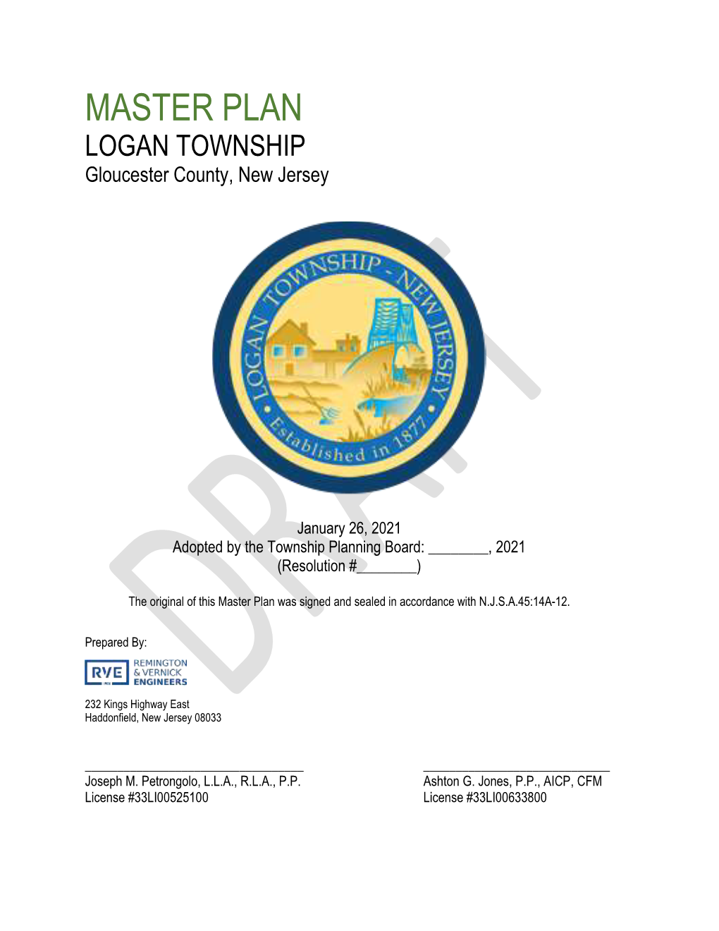 MASTER PLAN LOGAN TOWNSHIP Gloucester County, New Jersey