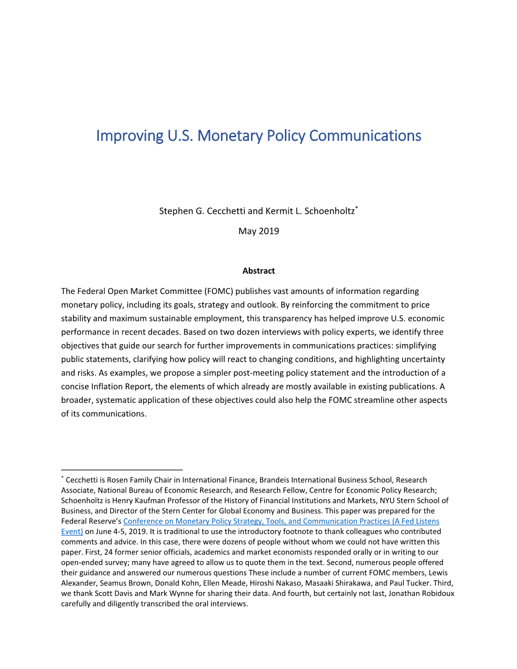 Improving U.S. Monetary Policy Communications