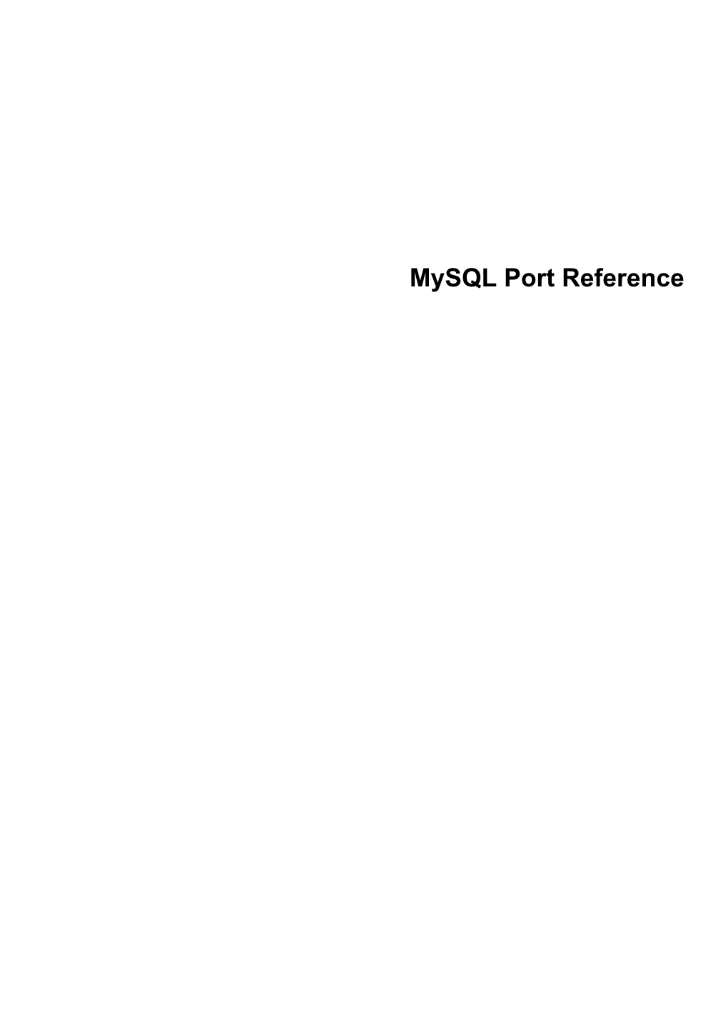 Mysql Port Reference Abstract