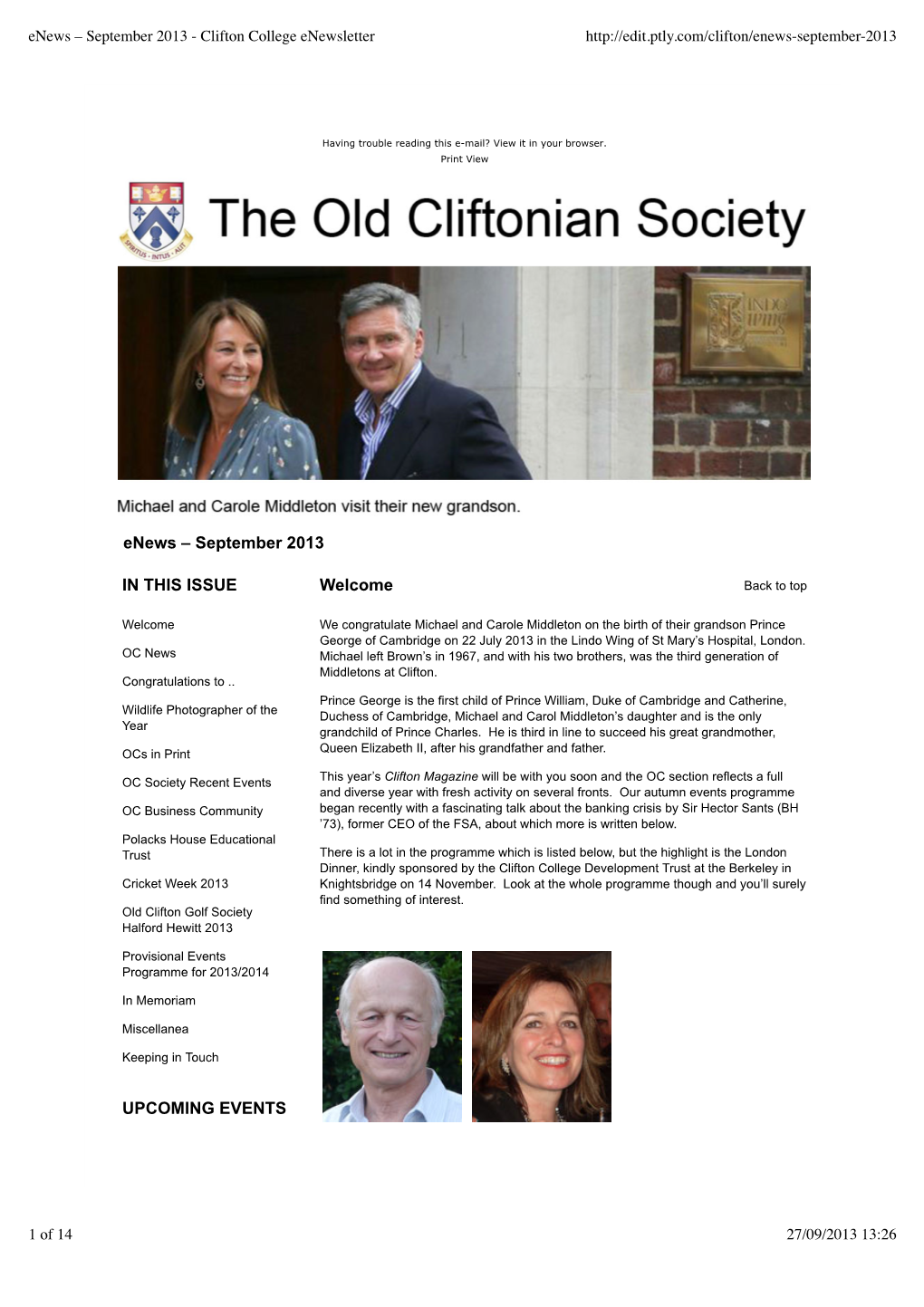 Enews – September 2013 - Clifton College Enewsletter