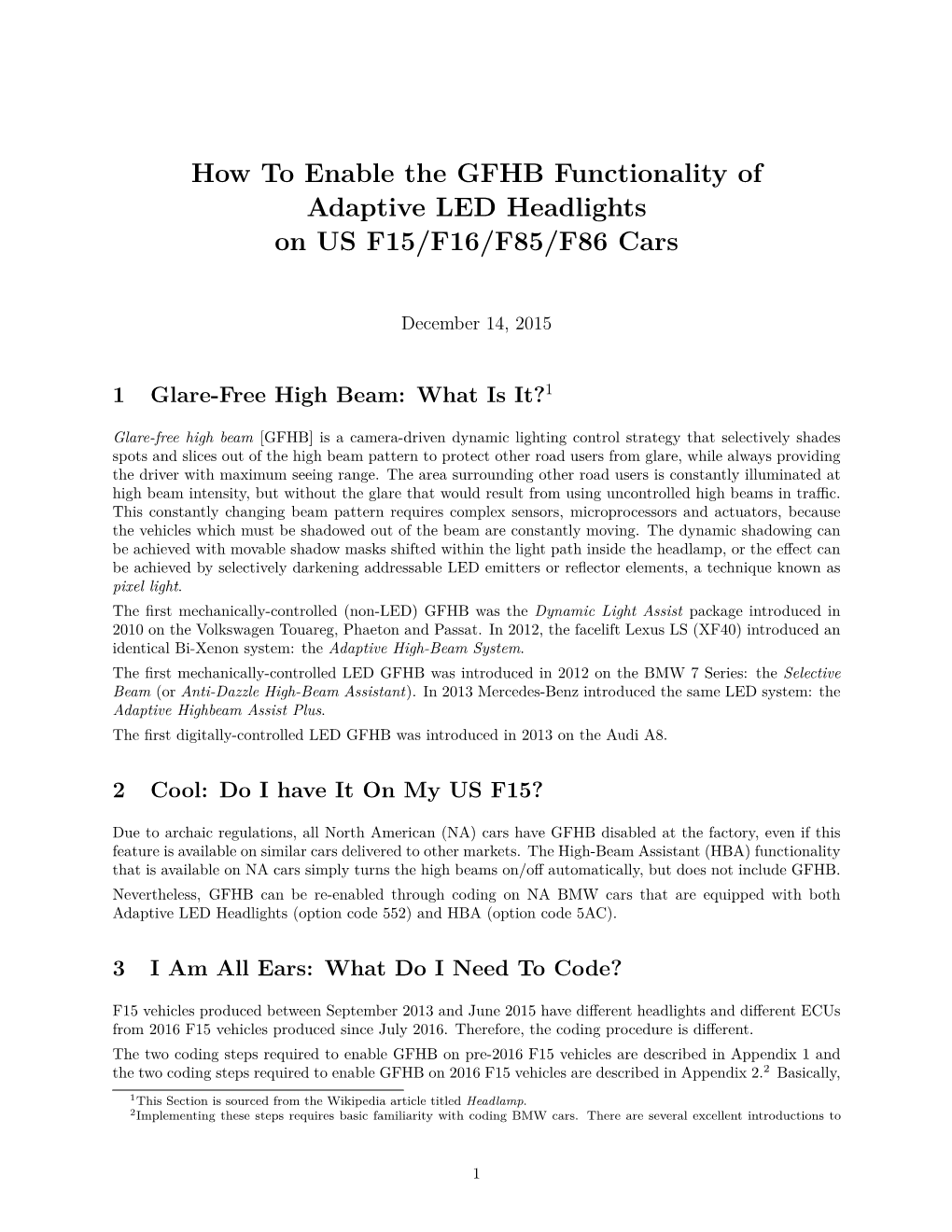 How to Enable the GFHB Functionality of Adaptive LED Headlights on US F15/F16/F85/F86 Cars