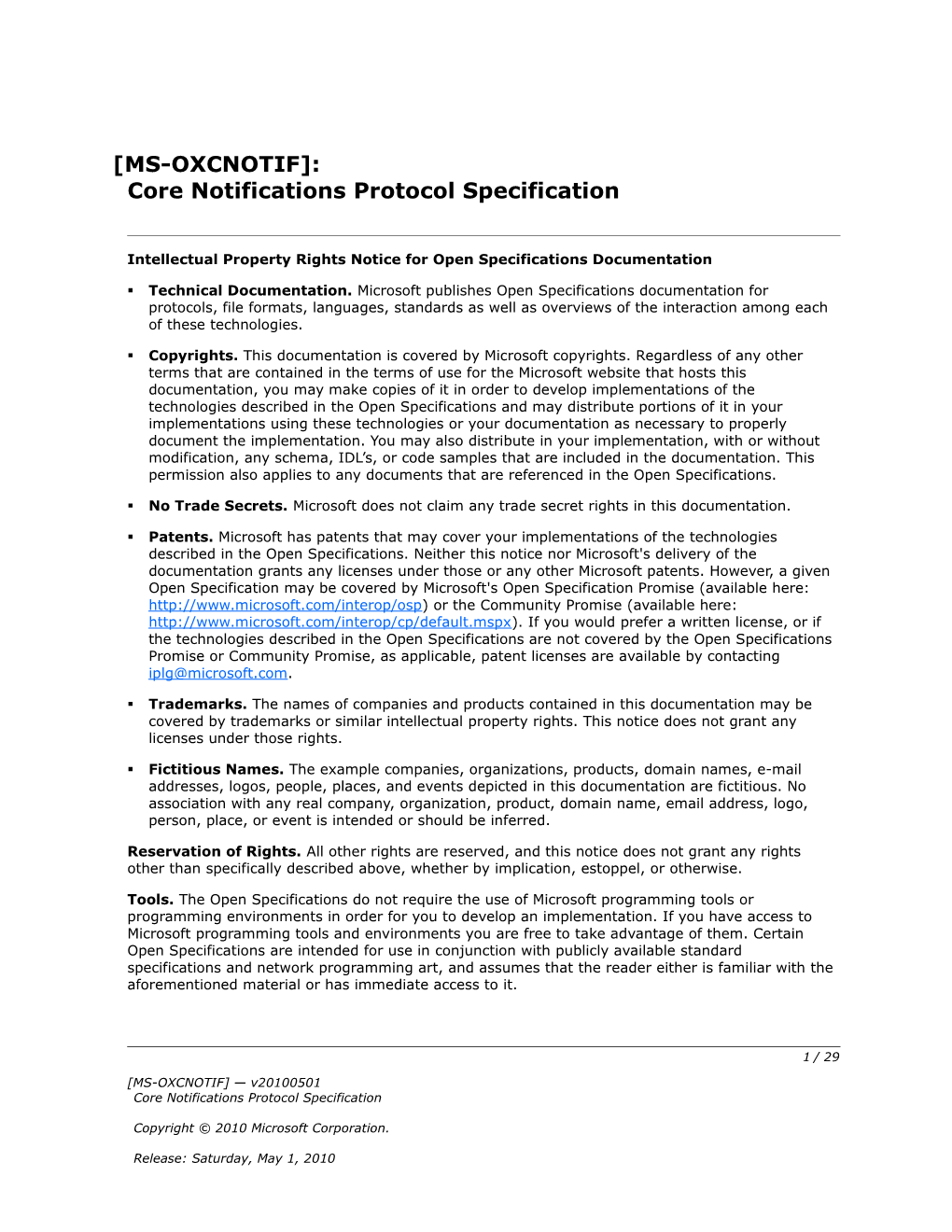 Intellectual Property Rights Notice for Open Specifications Documentation s88