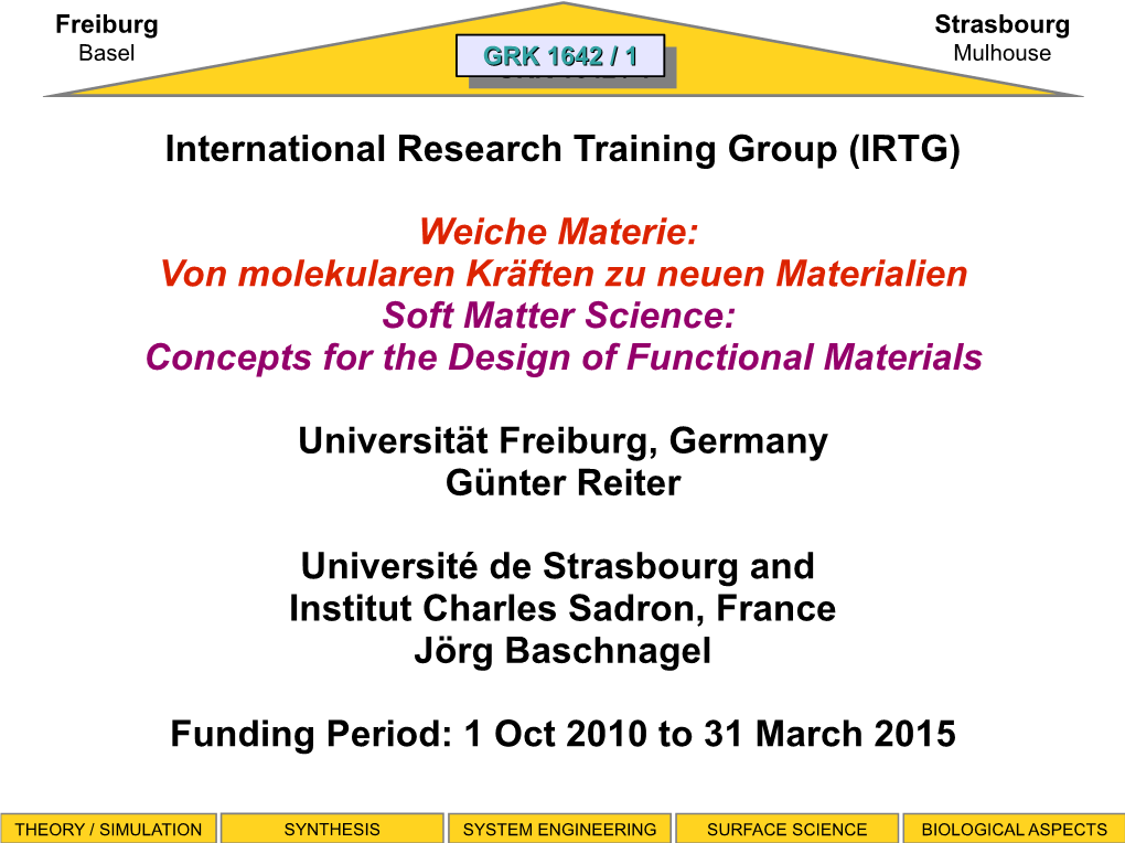 Von Molekularen Kräften Zu Neuen Materialien Soft Matter Science: Concepts for the Design of Functional Materials