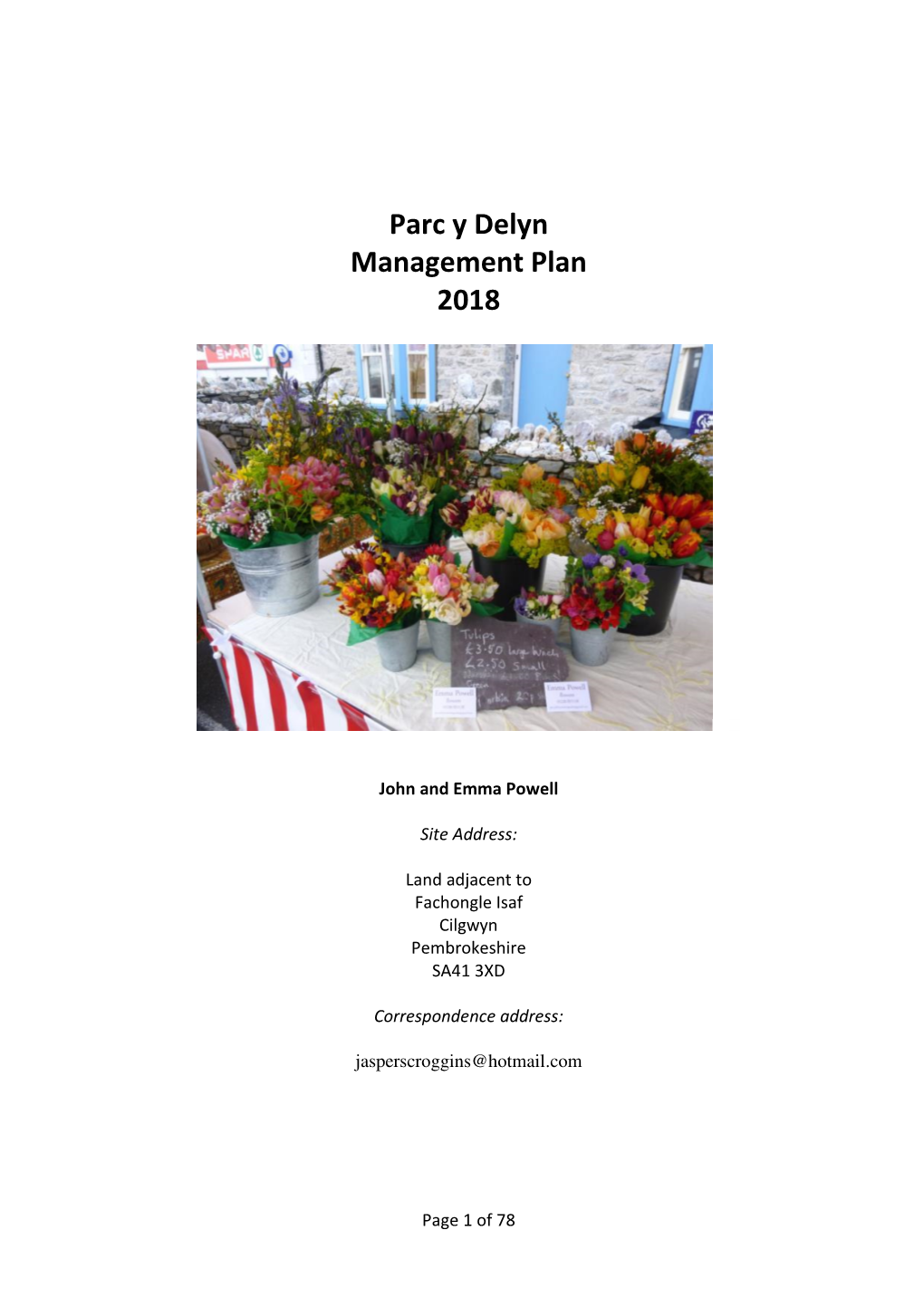 Parc Y Delyn Management Plan 2018