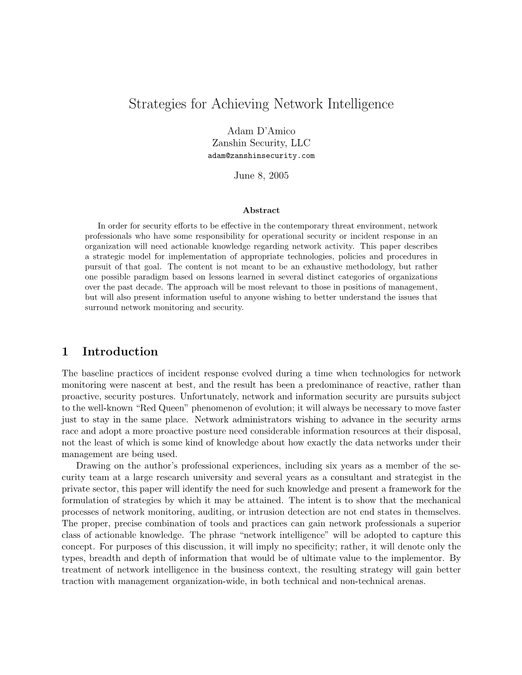Strategies for Achieving Network Intelligence