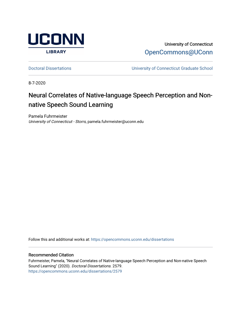 Neural Correlates of Native-Language Speech Perception and Non-Native Speech Sound Learning" (2020)