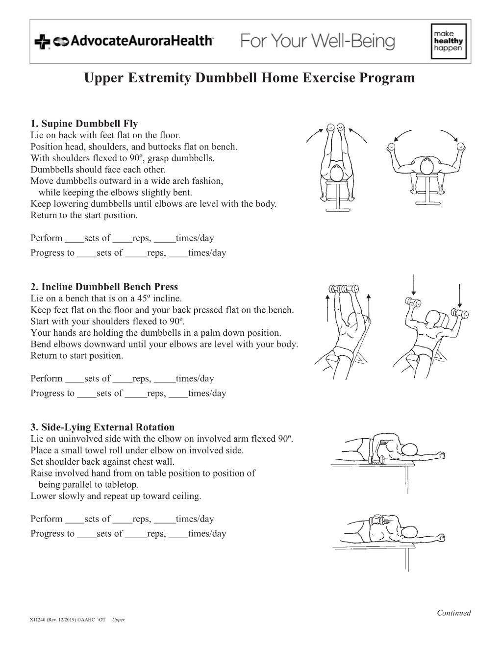 Upper Extremity Dumbbell Home Exercise Program