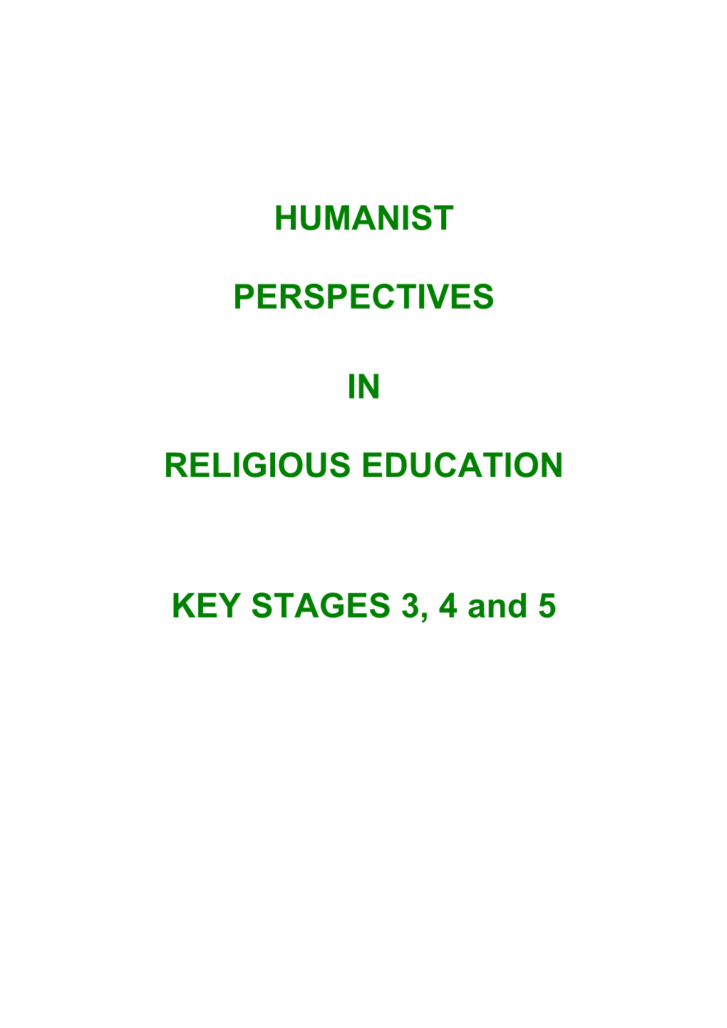 Humanist Perspectives in Religious Education Key