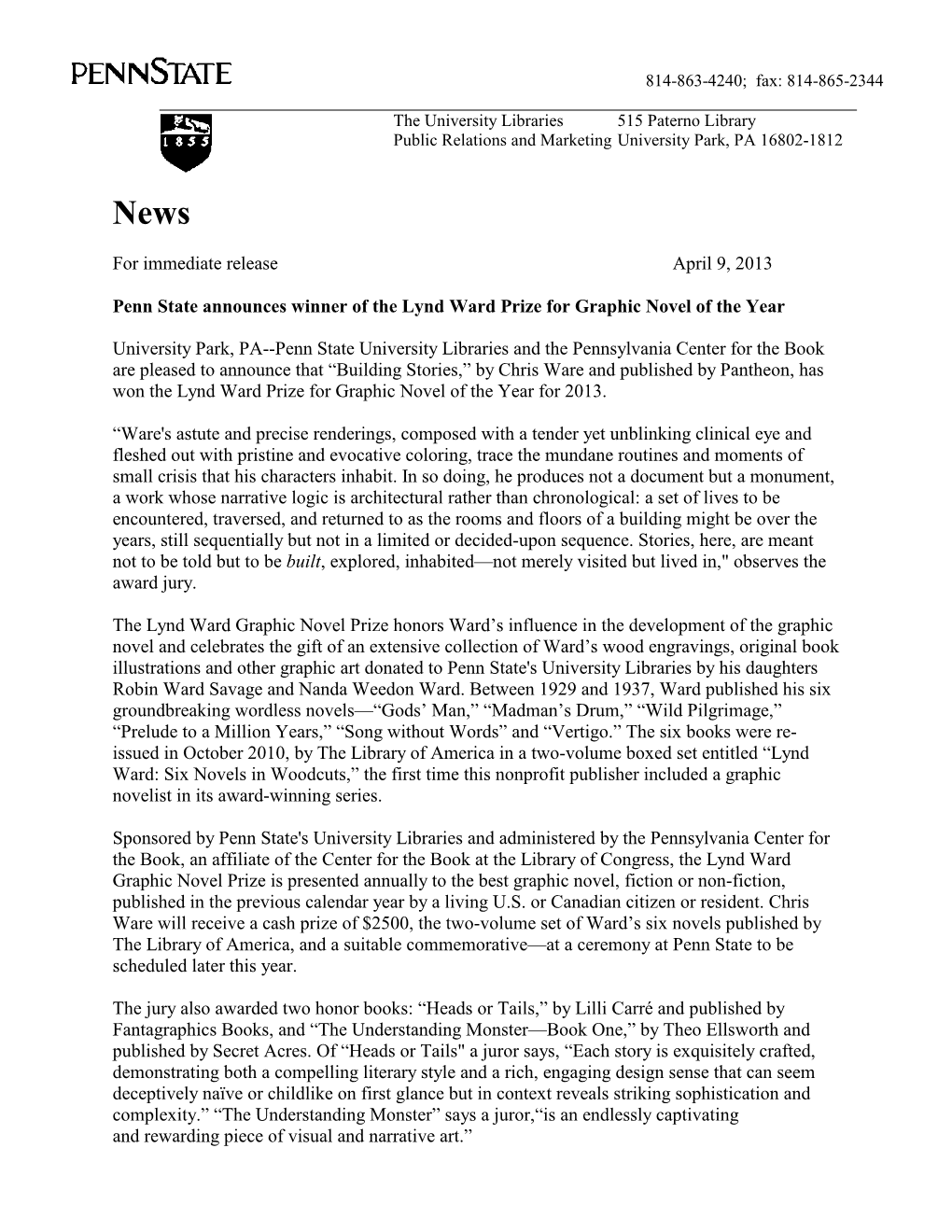 2013 Press Release