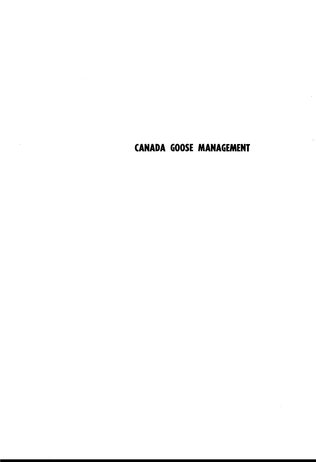 Canada Goose Management