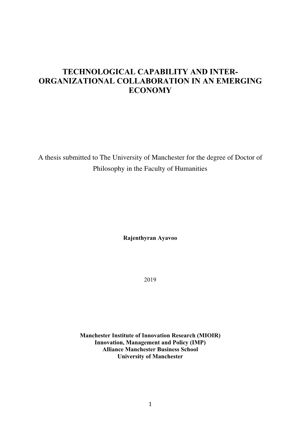 Technological Capability and Inter-Organizational Collaboration in an Emerging Economy