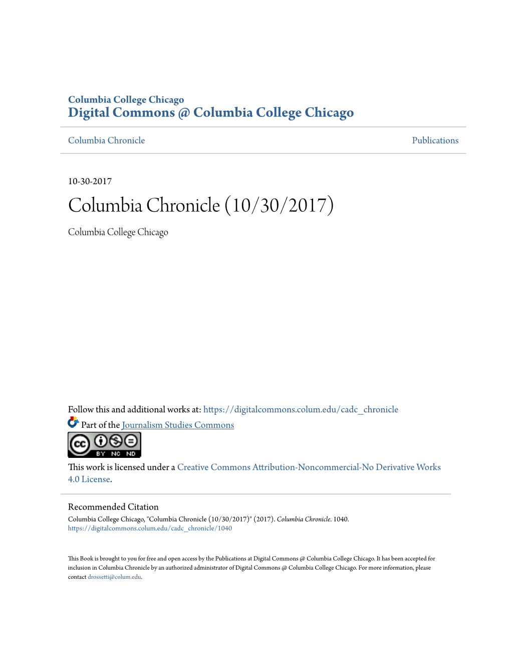 Columbia Chronicle Publications