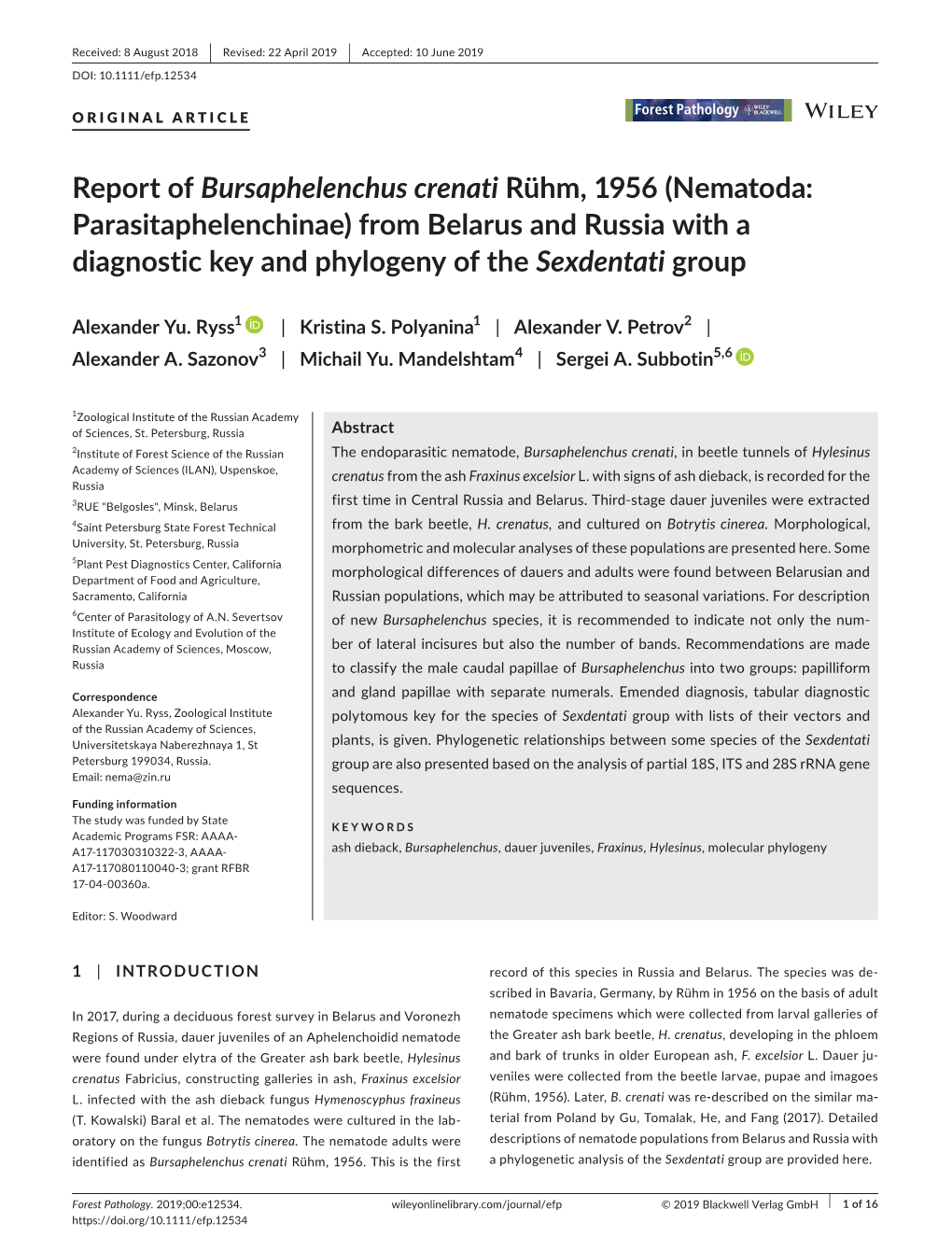 Report of Bursaphelenchus Crenati R&#X00fc