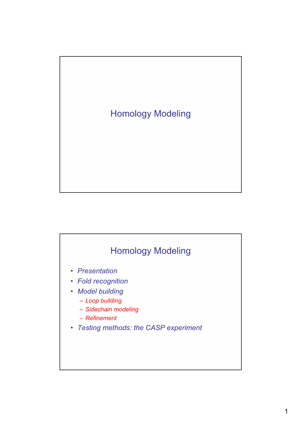 Homology Modeling Homology Modeling