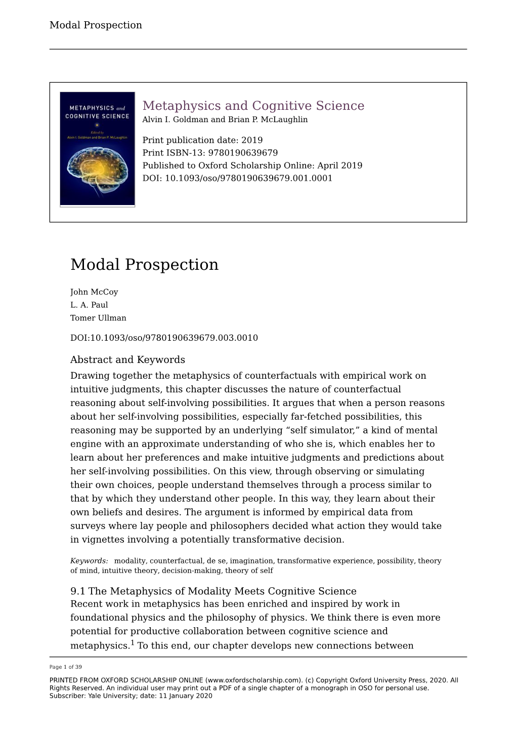 Modal Prospection