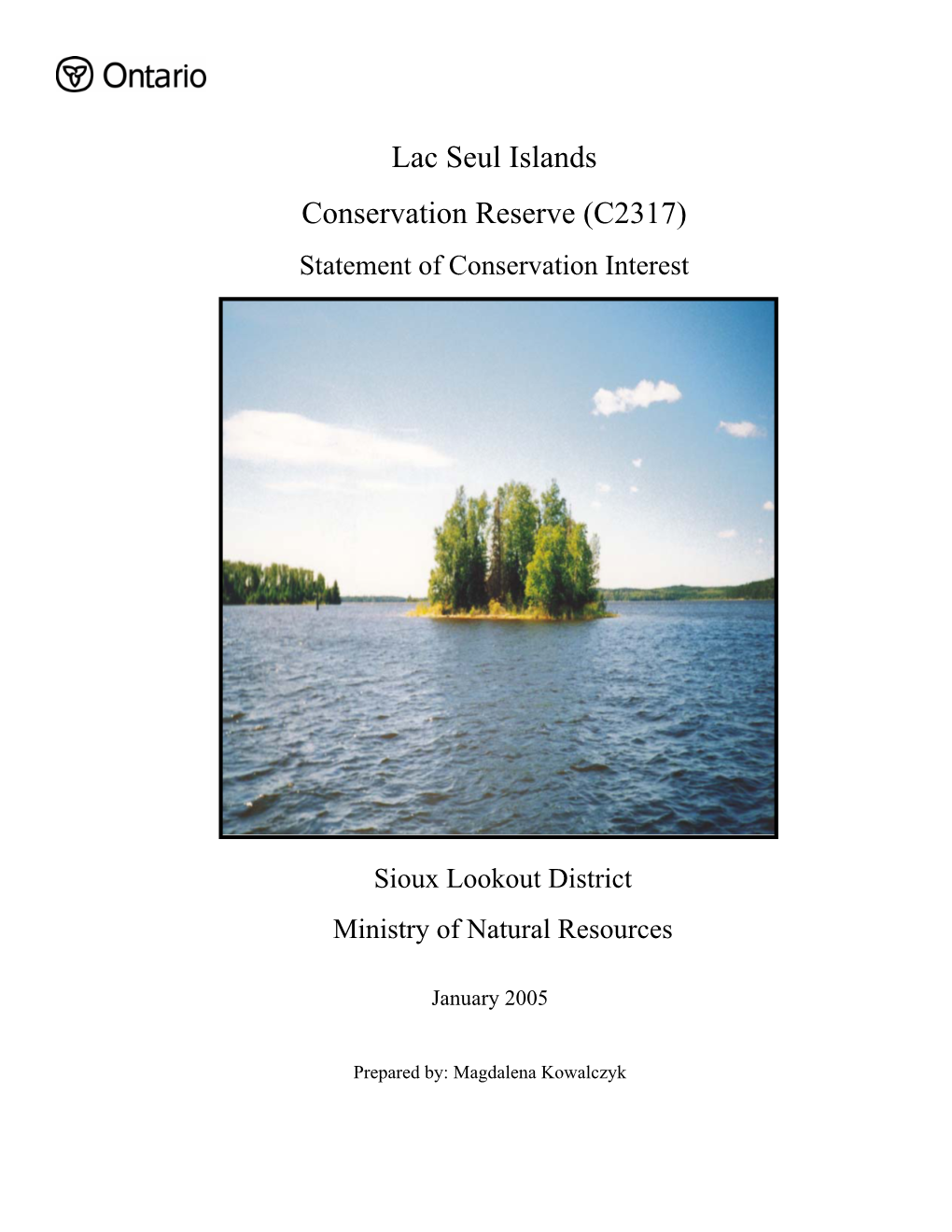 Lac Seul Islands Conservation Reserve (C2317) Statement of Conservation Interest