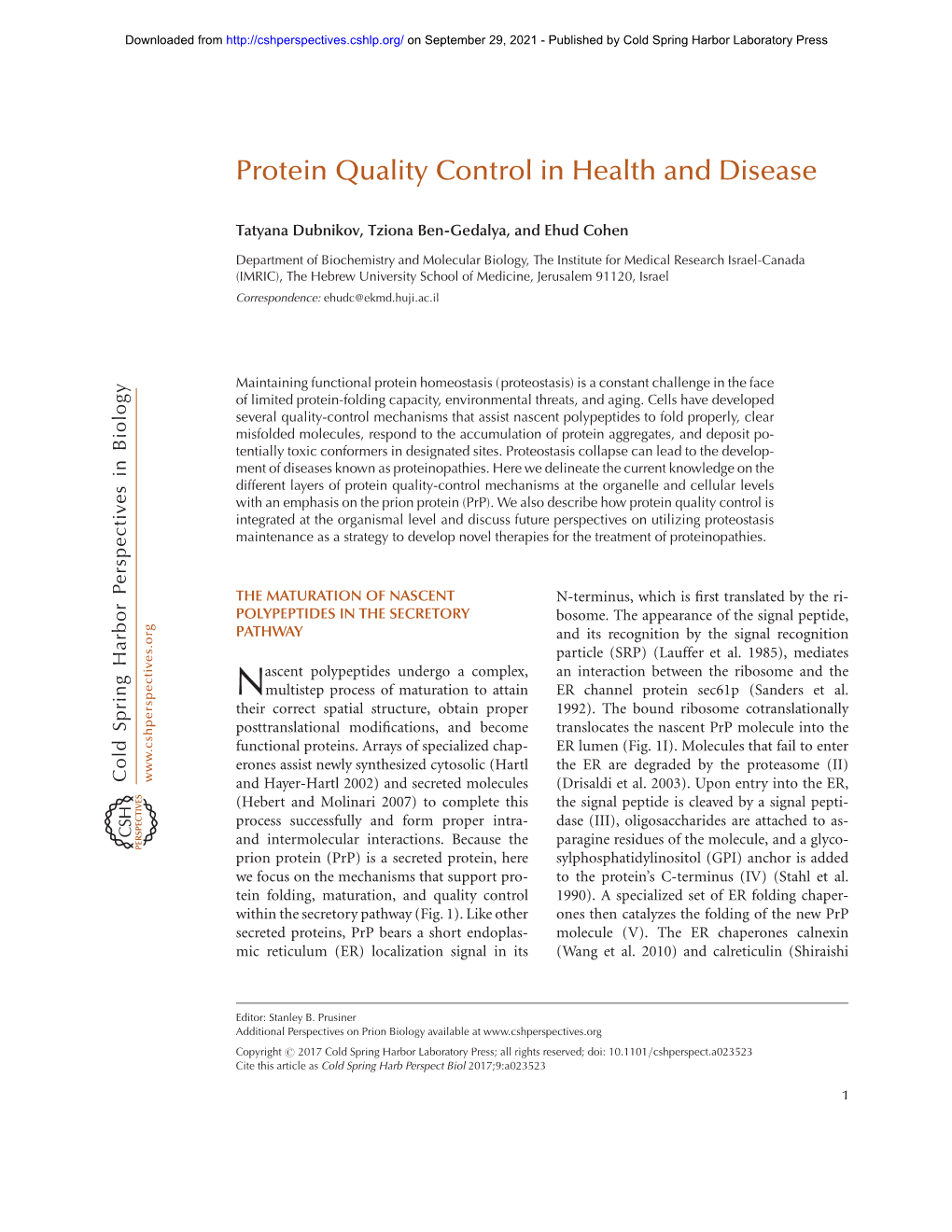 Protein Quality Control in Health and Disease