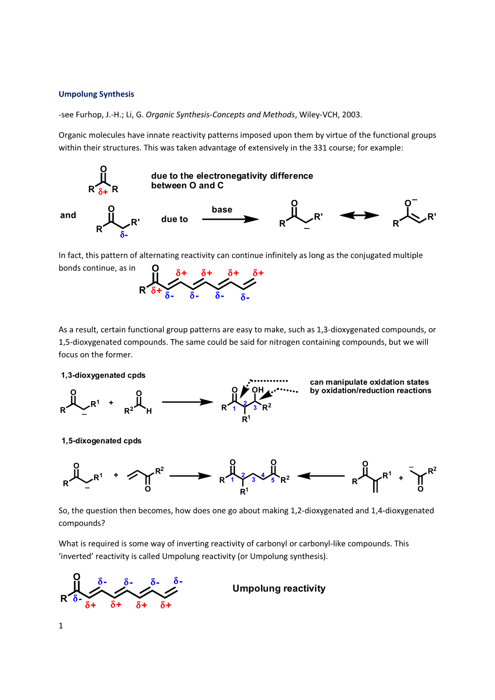 Umpolung Synthesis-1-2Dioxygenatedx