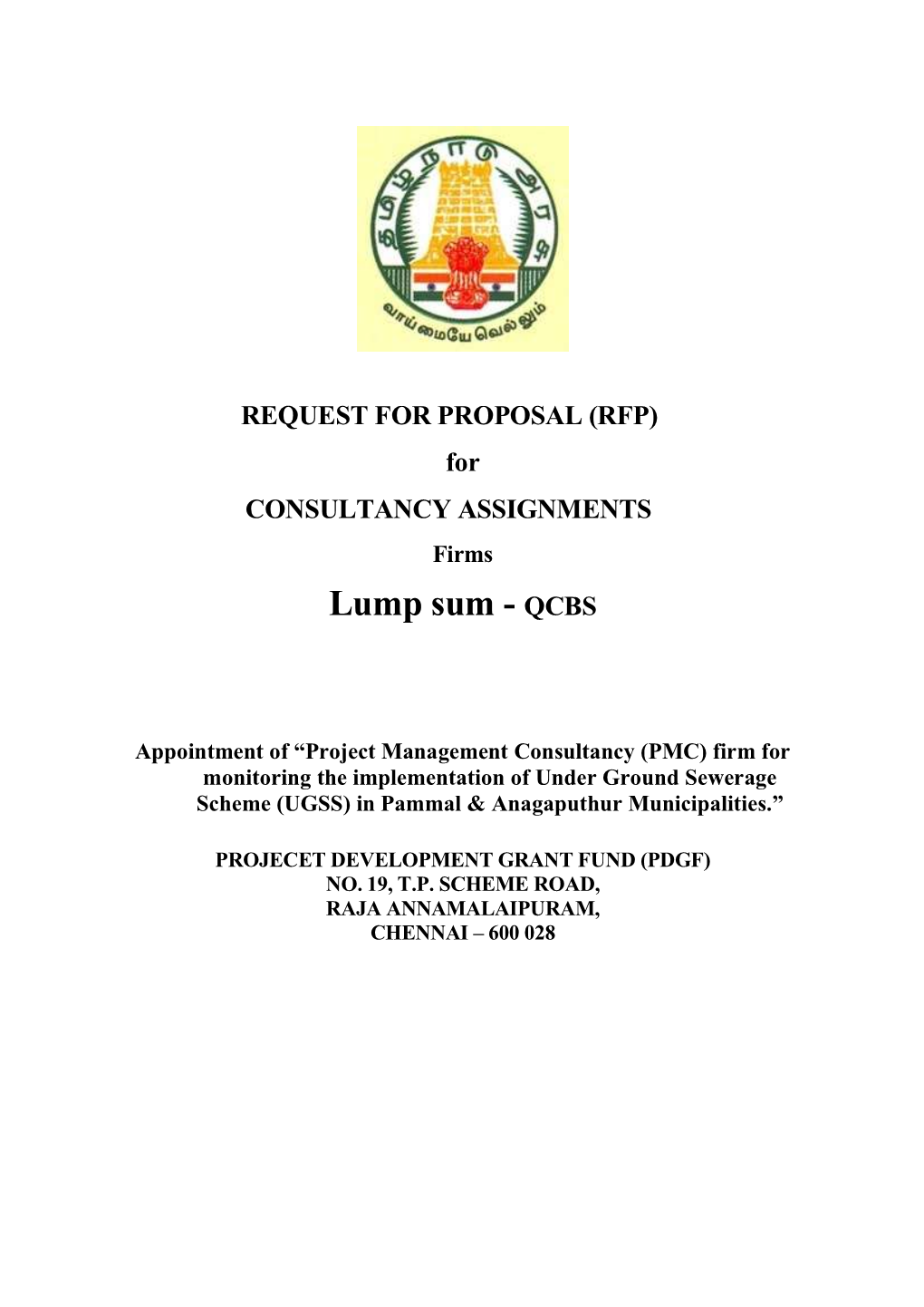 RFP:Appointment of “Project Management Consultancy
