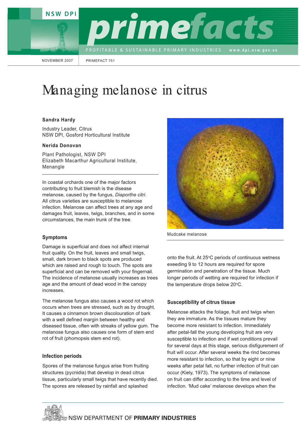 Managing Melanose in Citrus