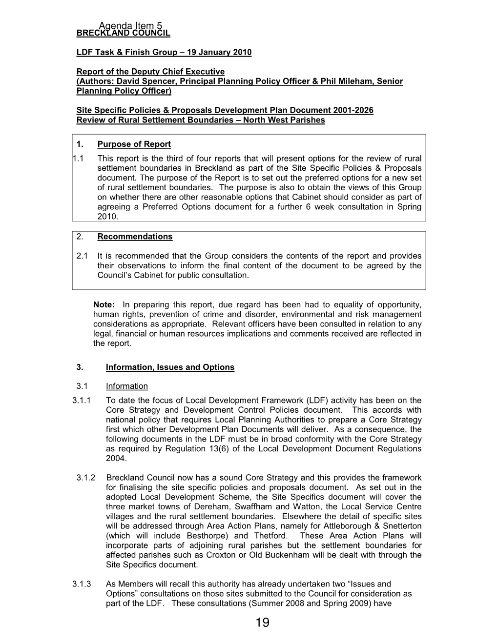 NW Settlement Boundary Report 19 01 10