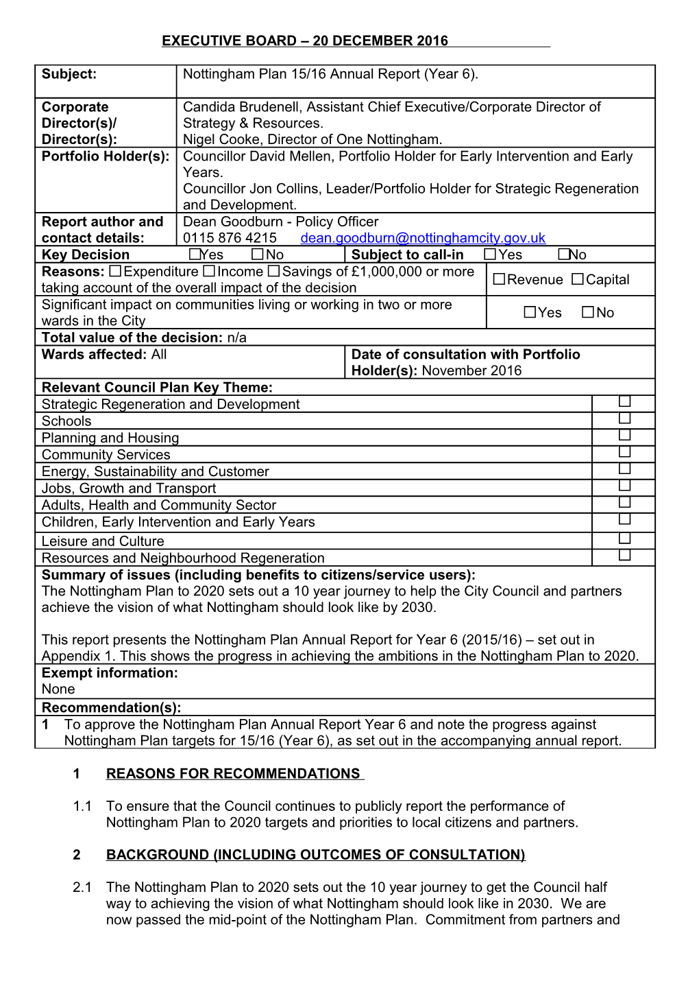 2 Background (Including Outcomes of Consultation)