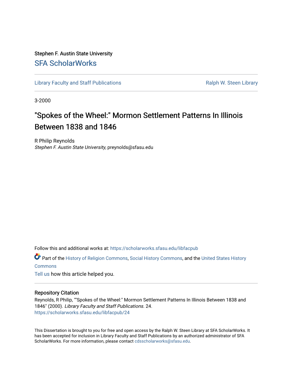 Mormon Settlement Patterns in Illinois Between 1838 and 1846