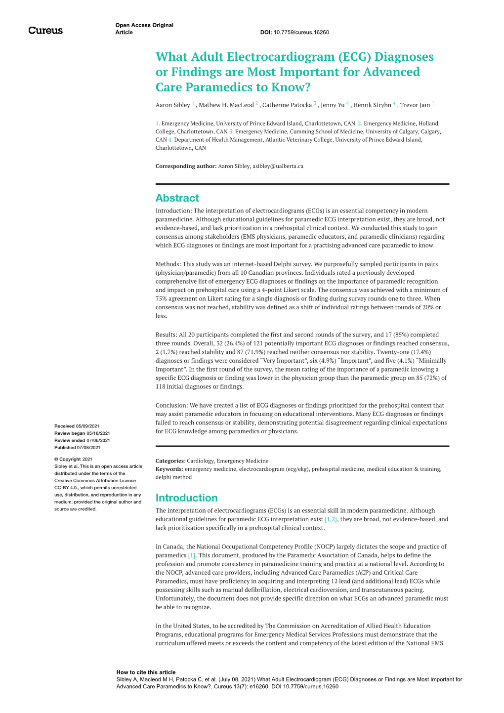 What Adult Electrocardiogram (ECG) Diagnoses Or Findings Are Most Important for Advanced Care Paramedics to Know?