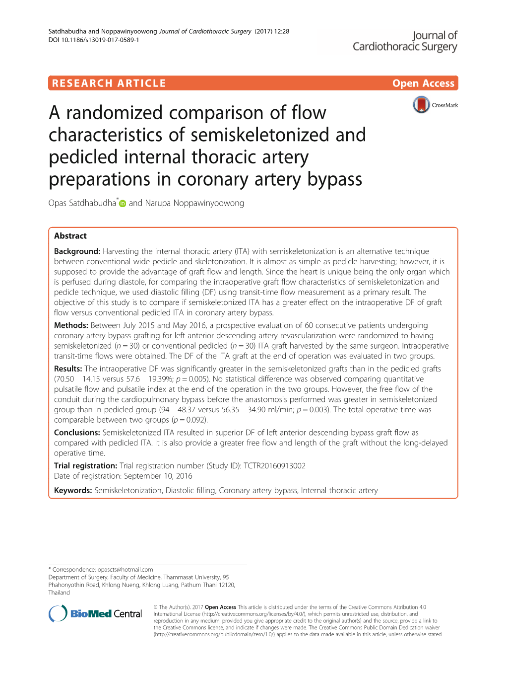 A Randomized Comparison of Flow Characteristics of Semiskeletonized and Pedicled Internal Thoracic Artery Preparations in Corona