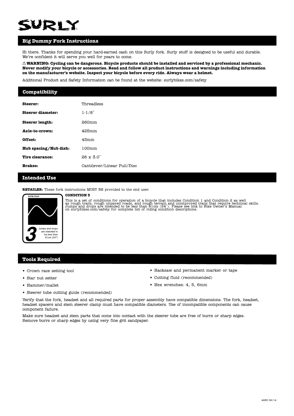 Big Dummy Fork Instructions Tools Required