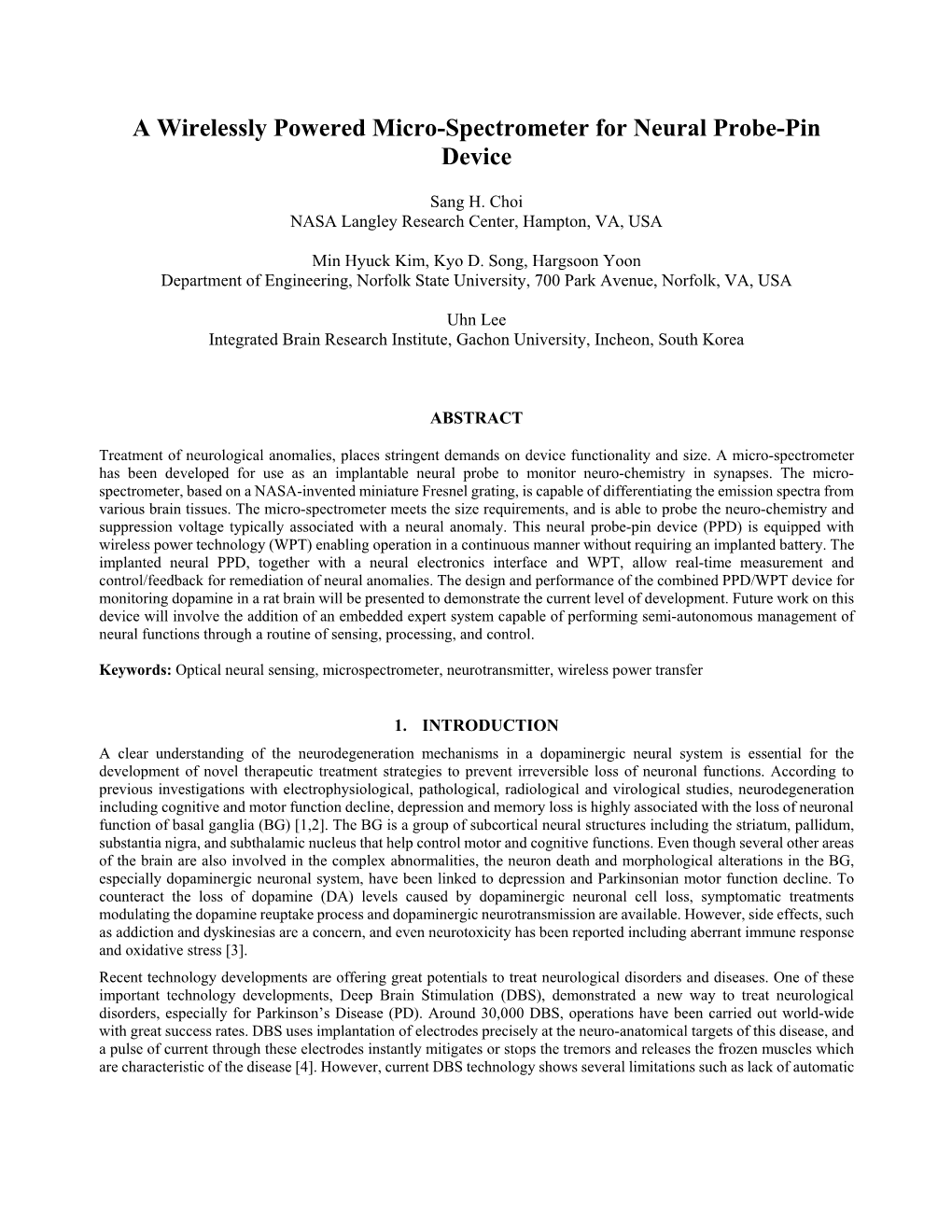 A Wirelessly Powered Micro-Spectrometer for Neural Probe-Pin Device