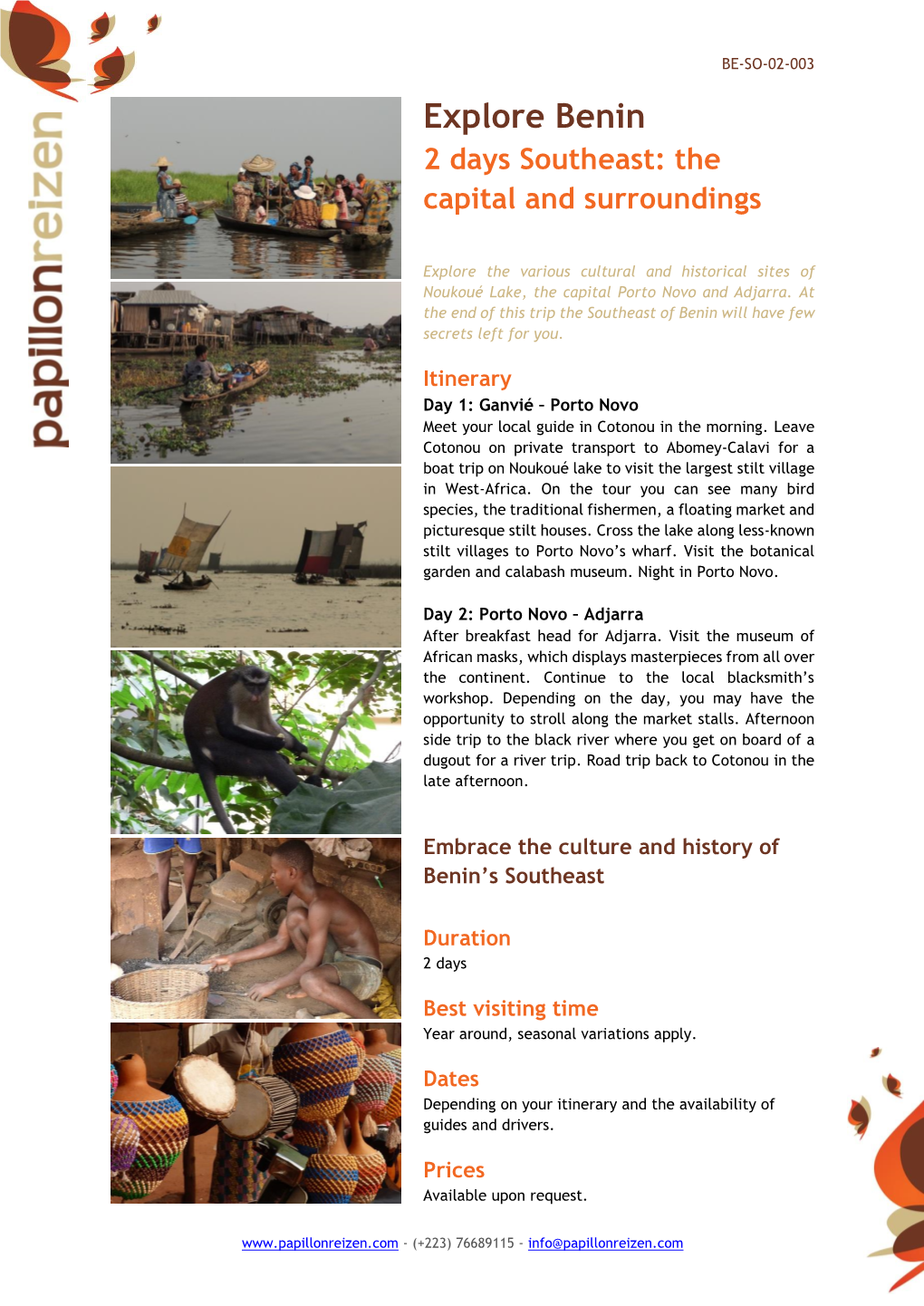 Explore Benin 2 Days Southeast: the Capital and Surroundings